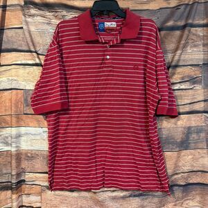 Wrangler George Strait Men's Red White Stripe Polo Shirt XL Cotton Pique